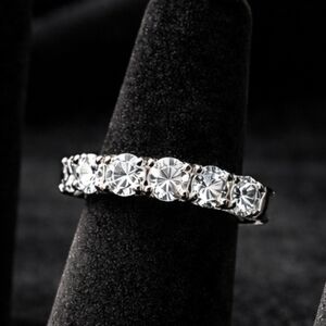 Ladies Sterling Silver Eternity Band Ring | Sparkling Clear Stones